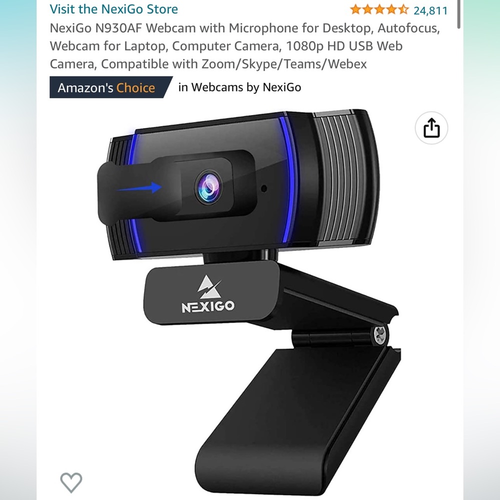 NexiGo N930AF Webcam with Microphone for Desktop